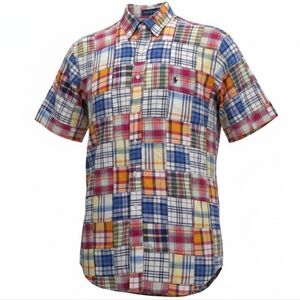 Polo Ralph Lauren Vintage 80s Indian Madras Button Up Shirt Men's LG